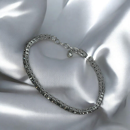 Silver Tone Crystal Flex Tennis Bracelet Fashion Stylish Trendy Shiny Chic NWT