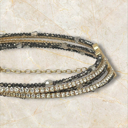 Lonna & Lilly Gold Tone Crystal Tennis Necklace Beaded Layered Chic Trendy Style