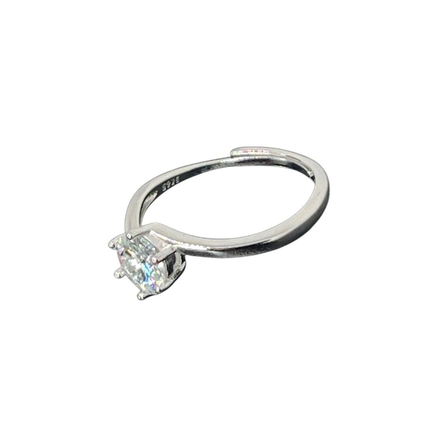 Moissanite (1 Carat) Sterling Silver Engagement Ring Promise (GRA Certified)