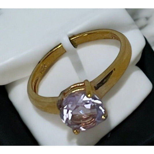 Victoria Townsend 18K Gold Vermeil Faux Amethyst Ring (Sz 6) Chic Trendy Stylish