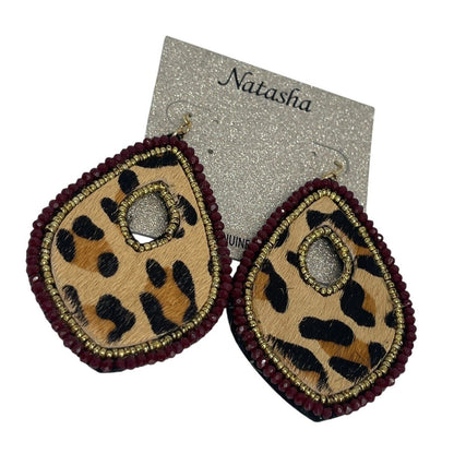 Natasha Gold Tone Animal Print Drop Earrings Chic Style Elegant Fashion Trendy