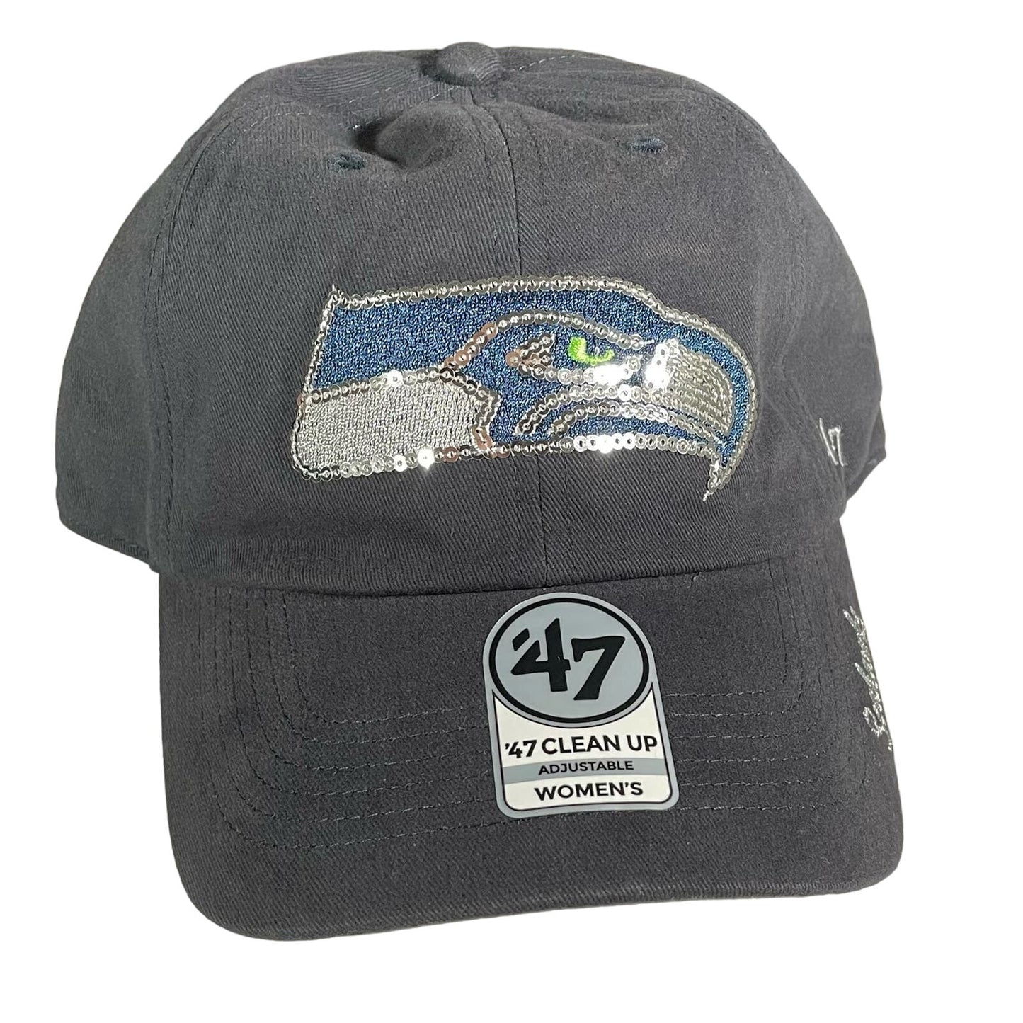 Seattle Seahawks Adjustable Ladies Hat Shiny Logo Cap Ballcap NFL Football NWT