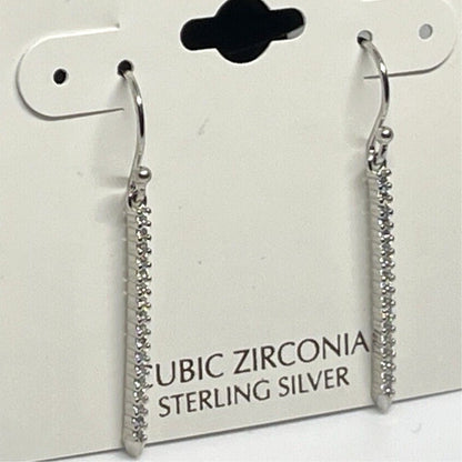 Sterling Silver Textured CZ Drop Earrings Chic Stylish Fashion Elegant Cocktail