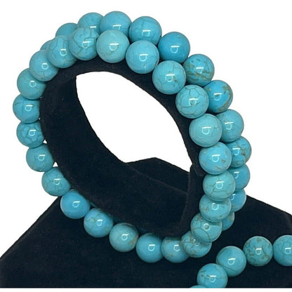 Faux Turquoise Bead Bracelet (3pc Set) Stacking Stylish Chic Trendy Fashion NWT