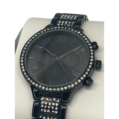 Black Tone Crystal Bracelet Watch Women's Stunning Style Trendy Fashion NWT Vday