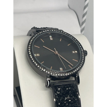 Black Tone Crystal Watch Druzy Stone Women's Trendy Fashion Stunning Style Vday