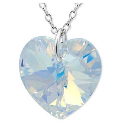 Sterling Silver Swarovski Crystal Heart Necklace Stunning Chic Trendy Style Vday