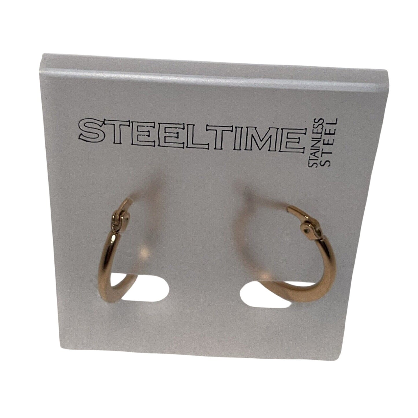 Gold Tone Stainless Steel Hoop Earrings 1" Fashion Everyday Wear Elegant Minimal