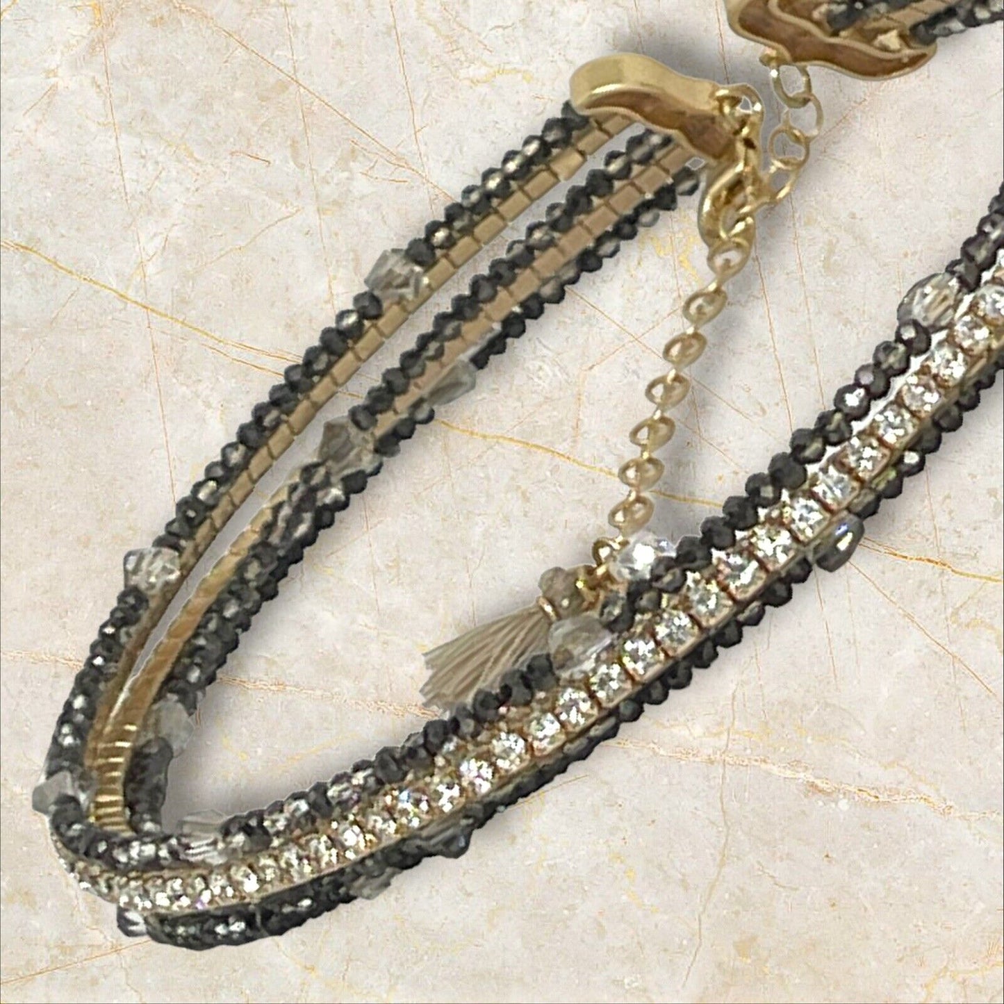 Lonna & Lilly Gold Tone Crystal Tennis Necklace Beaded Layered Chic Trendy Style