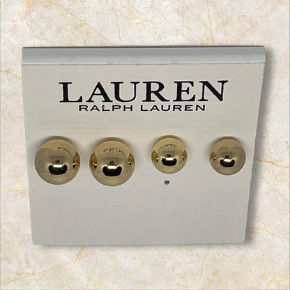 Ralph Lauren Gold Tone Ball Earrings (2pc Set) Fashion Shiny Chic Trendy Stylish