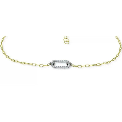 18k Gold Vermeil CZ Oval Charm Anklet Elegant Chic Elegant Chain Stylish Fashion