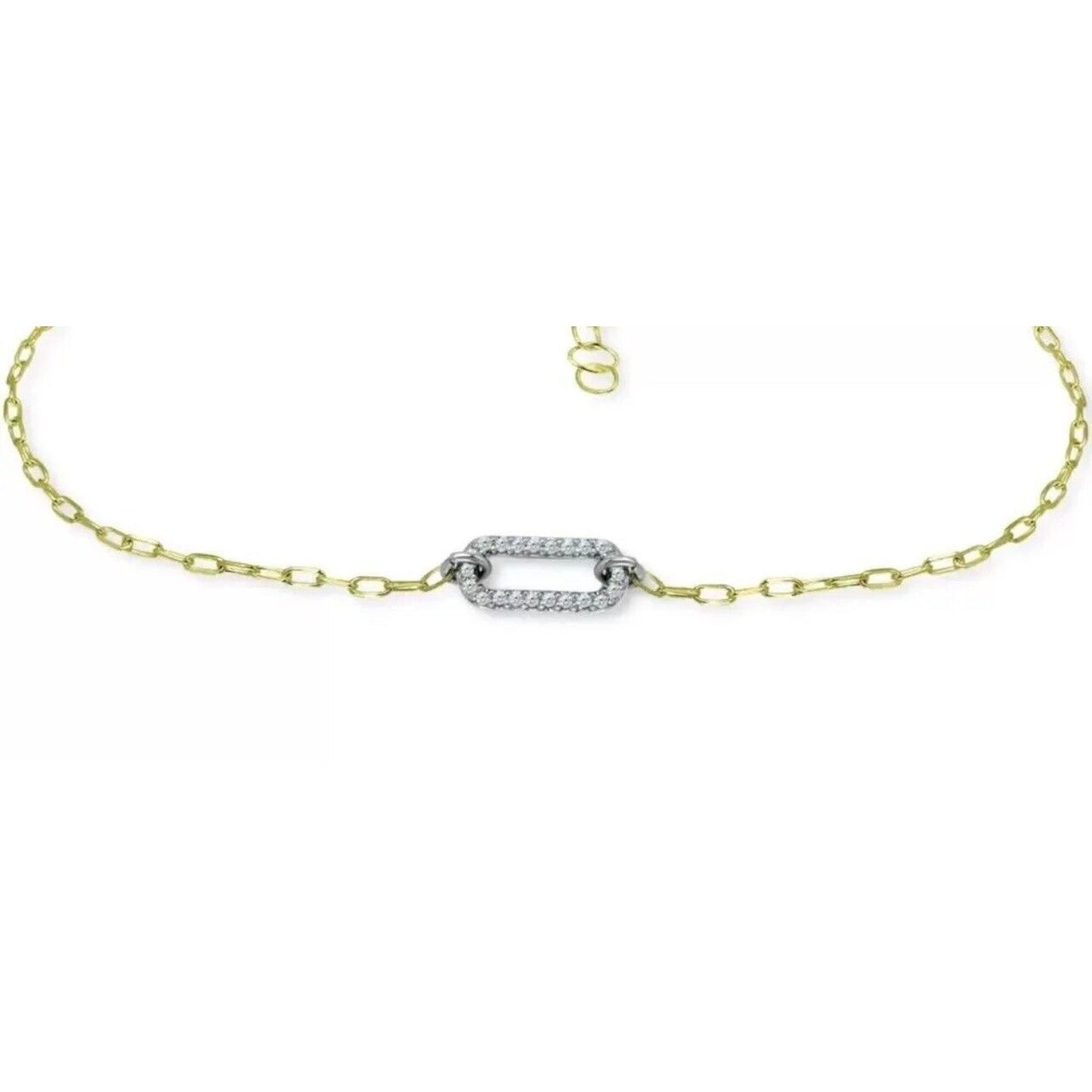 18k Gold Vermeil CZ Oval Charm Anklet Elegant Chic Trendy Stylish Fashion Shiny