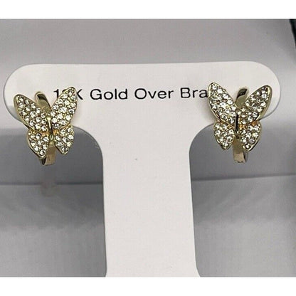 18K Gold Plate Butterfly Earrings Chic Stylish Fashion Intricate Stunning NWT