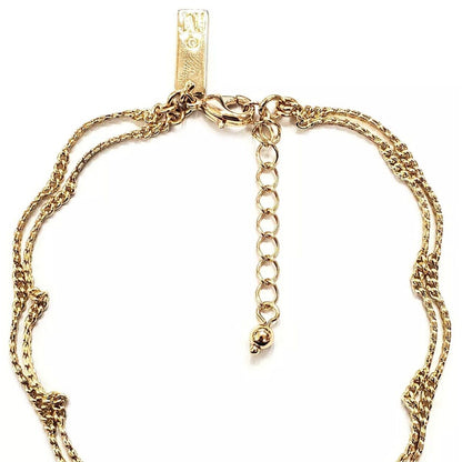 Gold Tone Double Chain Anklet Style Fashion Elegant Shiny Everyday Wear Chic NWT