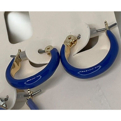 Gold Tone Mini Hoop Earrings (2pc Set) Chic Fashion Stylish Trendy Elegant NWT