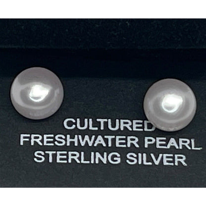 Pearl Earrings (8mm) Sterling Silver Chic Elegant Women's Fashion Style Stunning