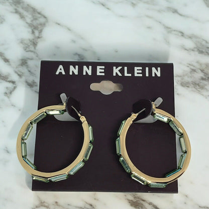 Anne Klein Gold Tone Crystal Hoop Earrings Elegant Fashion Style Chic Stunning