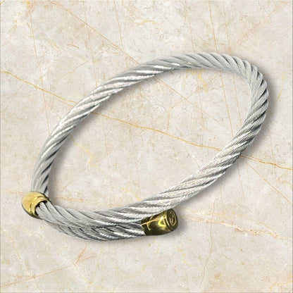 Charriol Two Tone Cable Bypass Bracelet Stainless Steel Luxury Designer Elegant