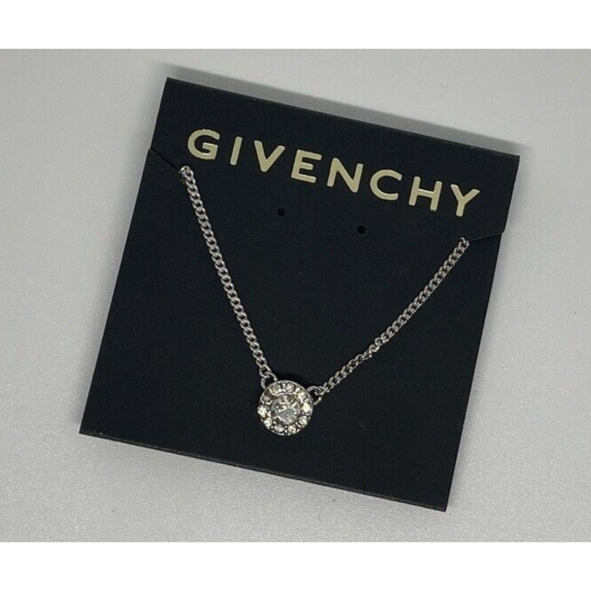 Givenchy Silver Plate CZ Necklace Stunning Luxury Chic Designer Elegant Stylish