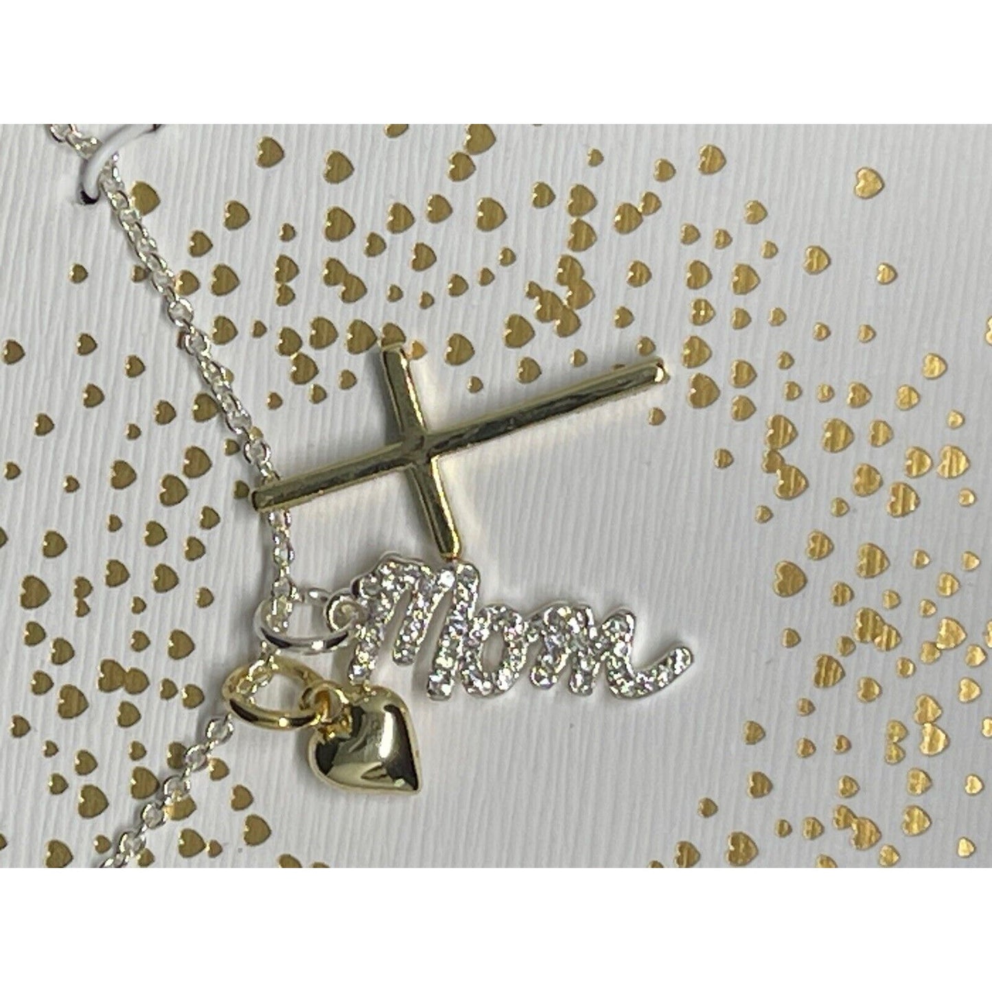 Unwritten 14K Gold Plate Mom Pendant Necklace Heart Cross Charm Chic Stylish NWT