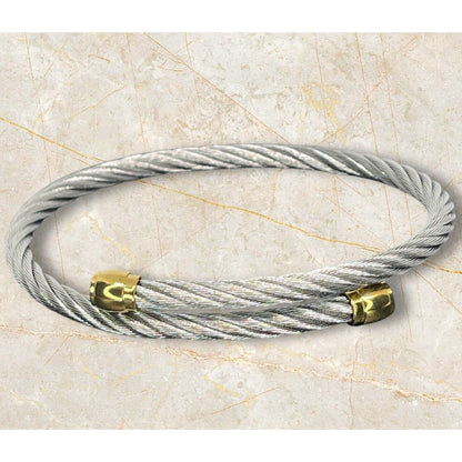 Charriol Two Tone Cable Bypass Bracelet Stainless Steel Luxury Designer Elegant