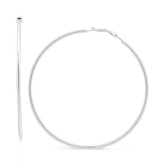 Sterling Silver Large Hoop Earrings Statement Chic Fashion Style Trendy Cocktail