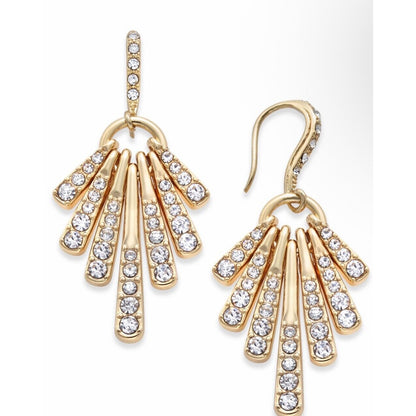 Gold Tone Crystal Drop Earrings Fashion Style Elegant Stunning Fashion Chic NWT