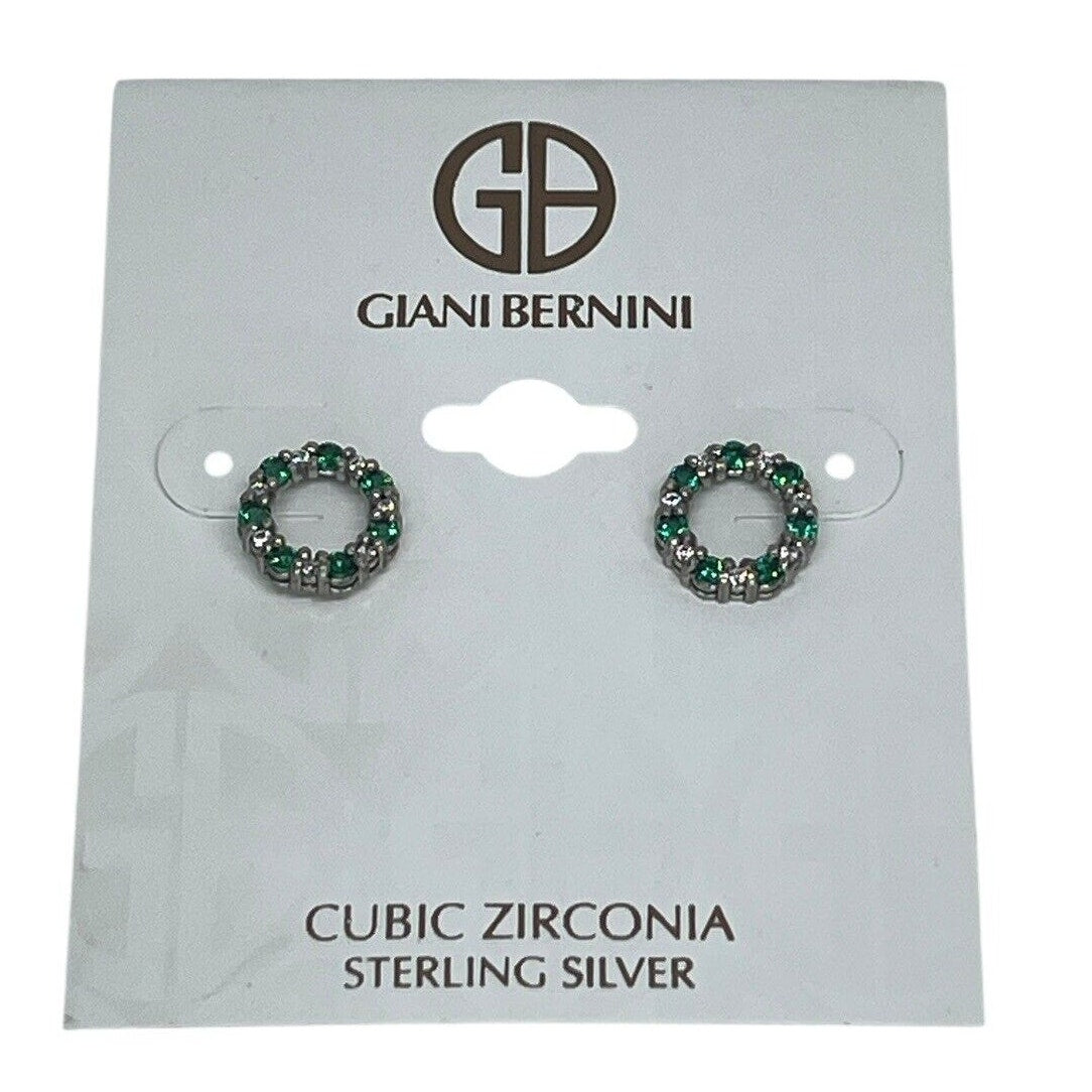 Sterling Silver Lab Quartz CZ Earrings Circle Stud Chic Trendy Fashion Stunning