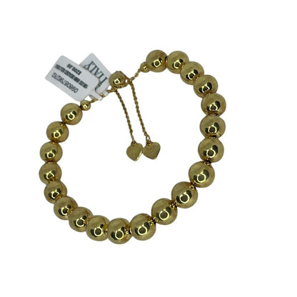 18K Gold Vermeil Beaded Bolo Bracelet (8mm) Luxury Fashion Trendy Heart Charm