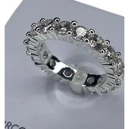 Silver Plated CZ Band Ring (Sz 6) Chic Stunning Elegant Fashion Style Trendy NWT