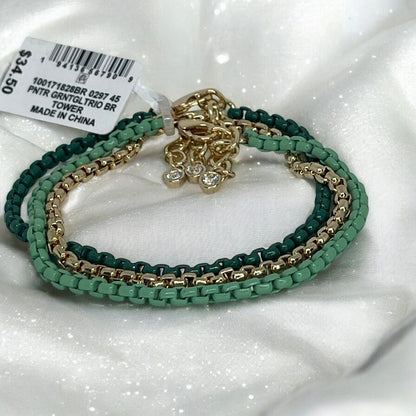 Gold Tone Beaded Bracelet (3pc Set) Stacking Fashion Style Everyday Wear Trendy