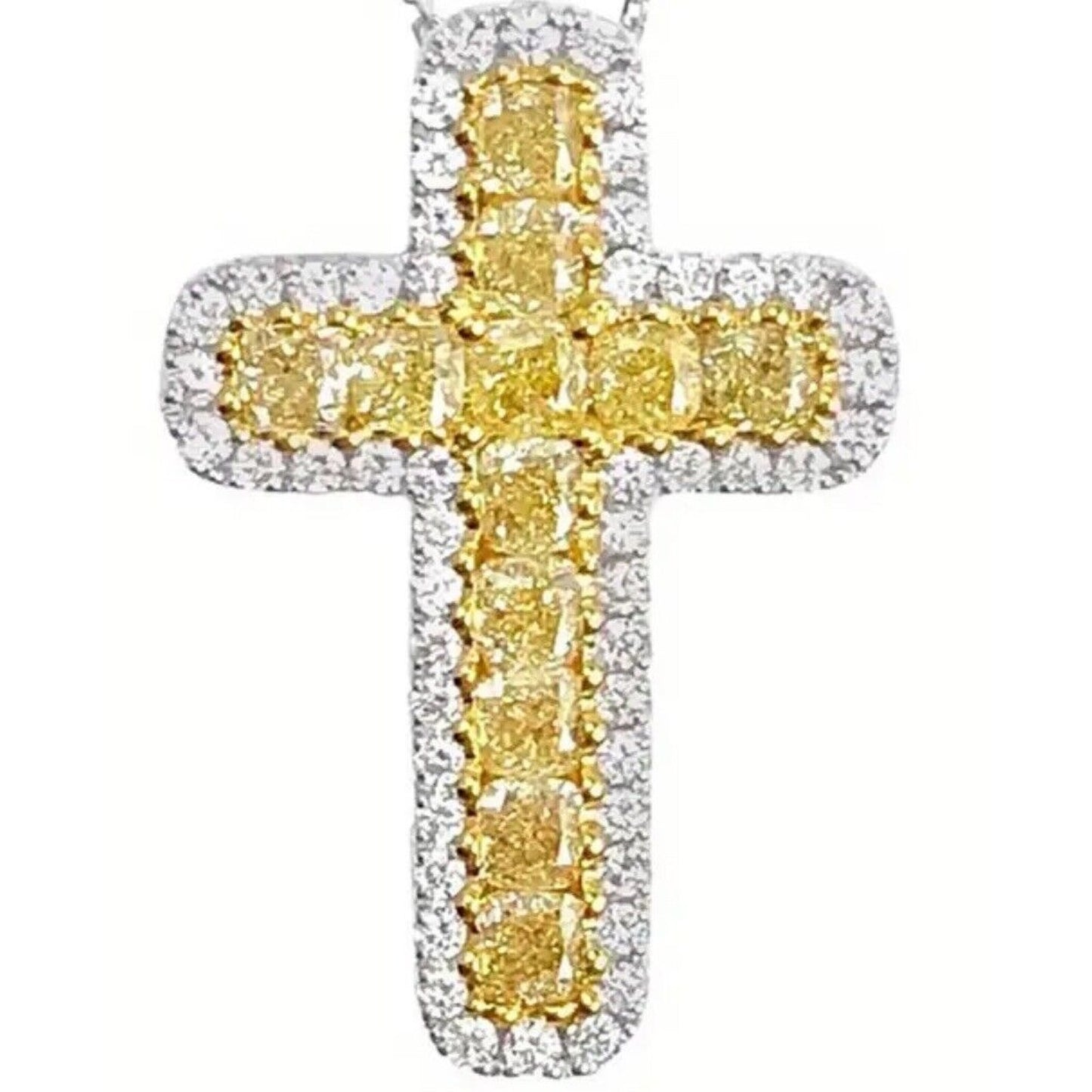 Silver Plated Crystal Cross Pendant Necklace Stunning Chic Style Faith Elegant