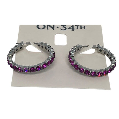 Silver Tone Crystal Hoop Earrings Elegant Chic Style Fashion Stunning Style NWT