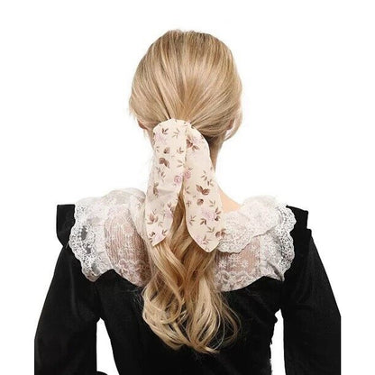 Faux Pearl Floral Scrunchie 2 Pc Set Hair Style Chic Ladies Fashion Flower NWT