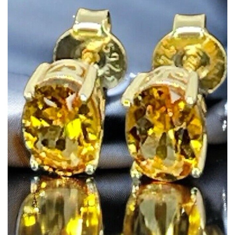 LUXY Gems Natural Citrine 18K Gold Vermeil Stud Earrings (1.4 ct.) Luxury Trendy