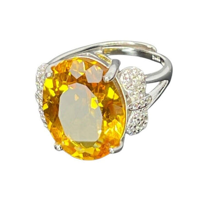 LUXY Gems Natural Citrine (10 cts) Sterling Silver Ring Luxury Fashion (Sz 6-10)