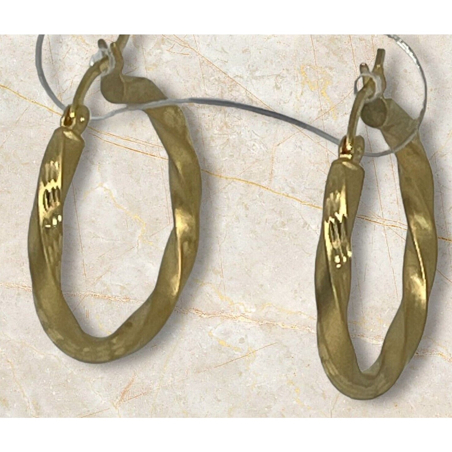 14K Gold Vermeil Satin Twist Hoop Earrings Trendy Elegant Chic Fashion Style NWT