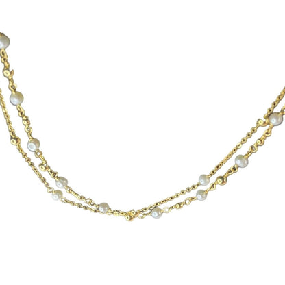 Pearl (3mm) 18K Gold Vermeil Necklace Layered Luxury Stylish Chic Trendy Fashion