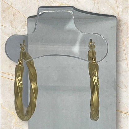 14K Gold Vermeil Satin Twist Hoop Earrings Trendy Elegant Chic Fashion Style NWT