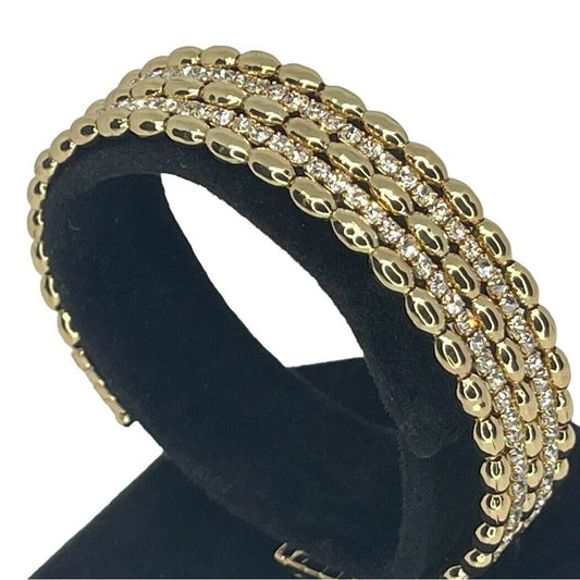 Anne Klein Gold Tone Crystal Cuff Bracelet Intricate Fashion Chic Stylish Shiny