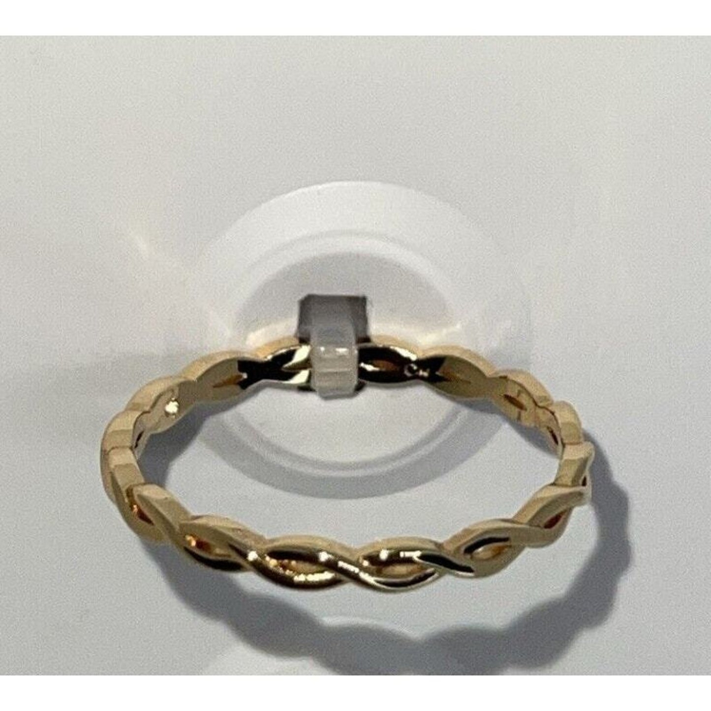 18K Gold Plated Twist Chain Link Ring (Sz 8) Style Fashion Trendy Chic Shiny NWT