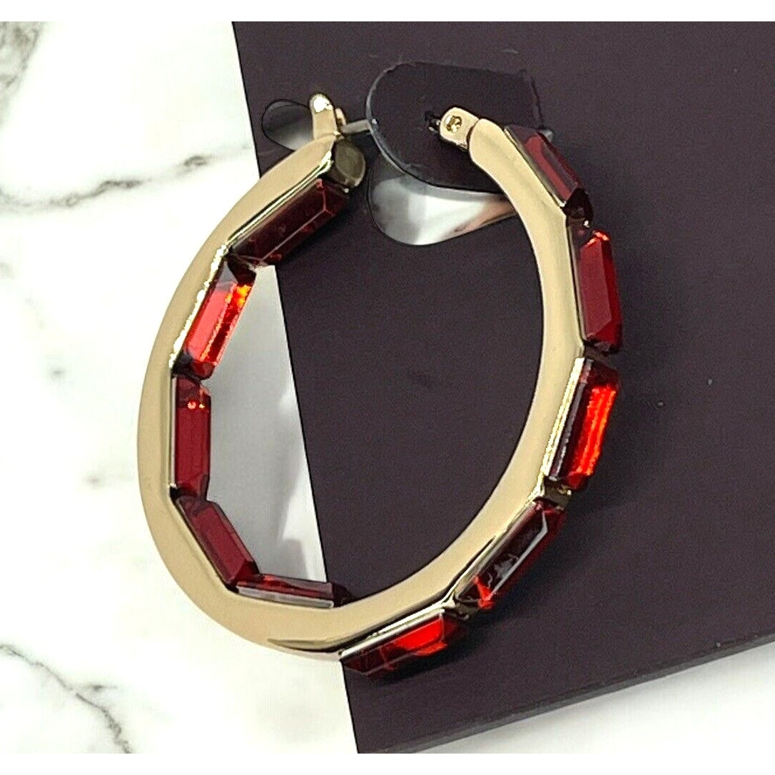 Anne Klein Gold Tone Crystal Hoop Earrings Elegant Fashion Style Chic Stunning