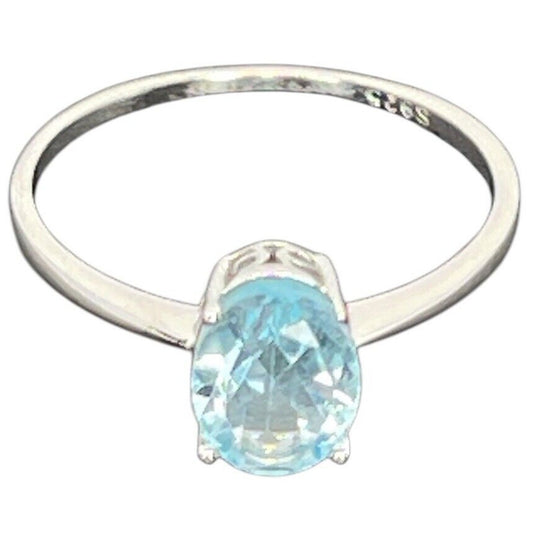 LUXY Gems Natural Blue Topaz Sterling Silver Ring (1.5 ct) Luxury Fashion (Sz 8)