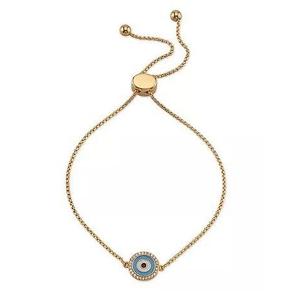 Unwritten 14K Gold Plate Crystal Evil Eye Bolo Bracelet Chic Trendy Stylish NWT