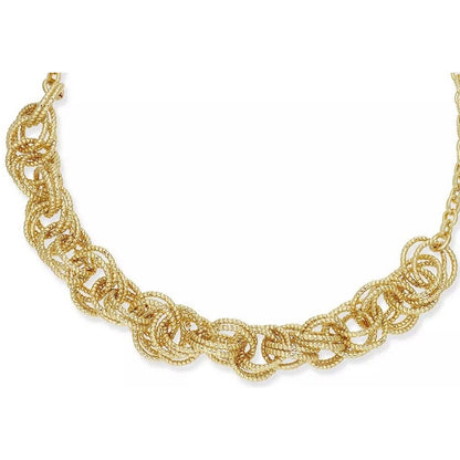 Gold Tone Rope Chain Necklace Intricate Chic Statement Cocktail Fashion Elegant