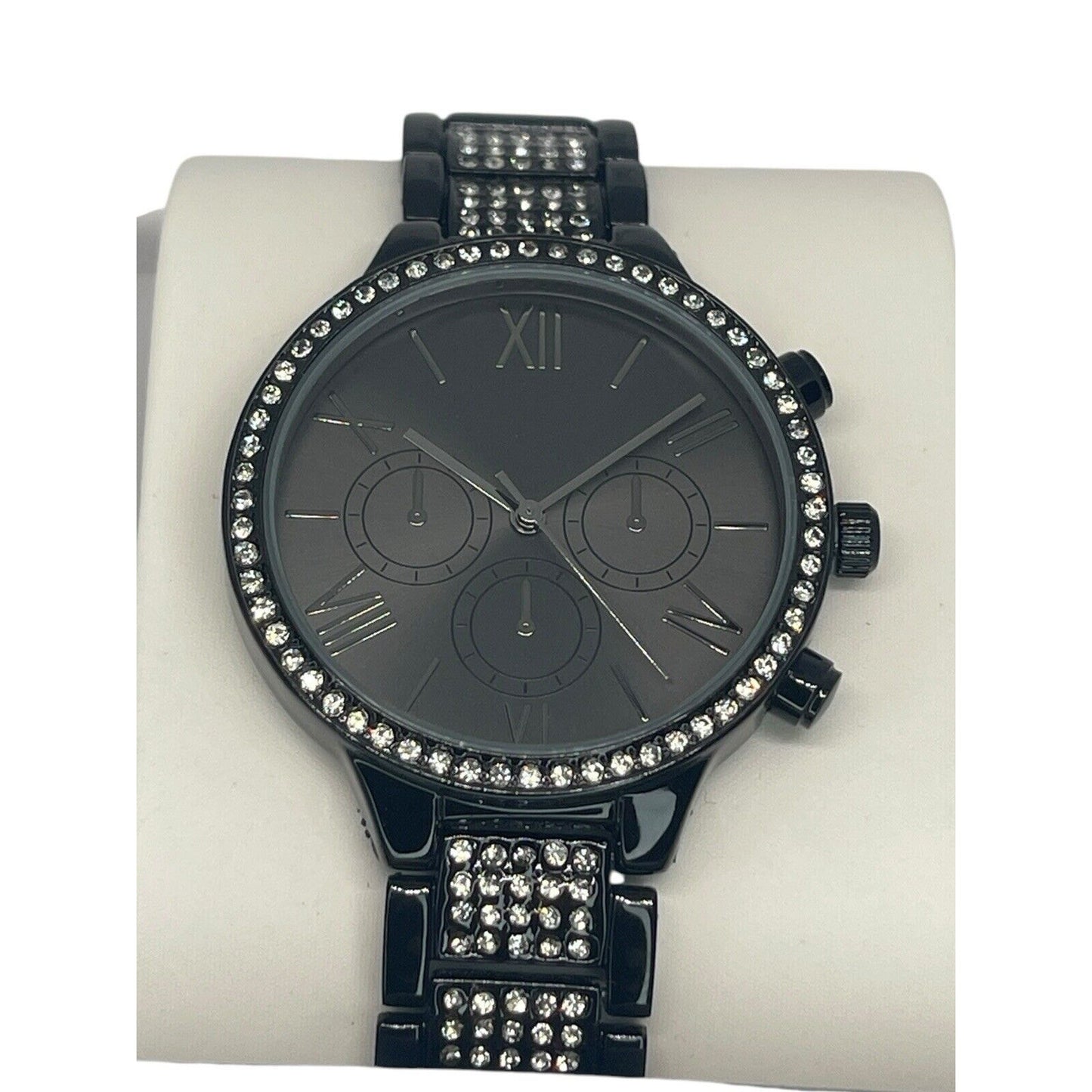 Black Tone Crystal Bracelet Watch Women's Stunning Style Trendy Fashion NWT Vday