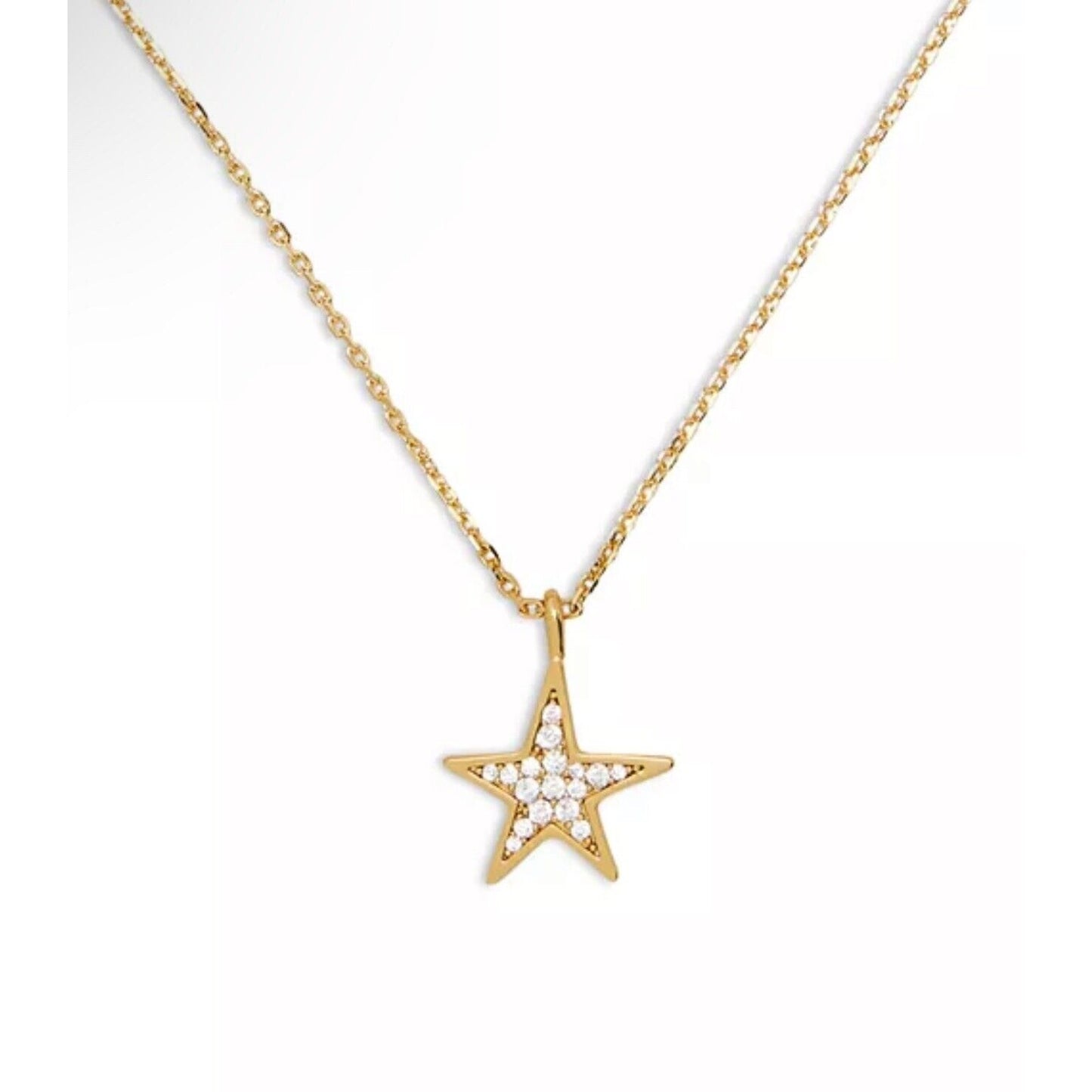 Kate Spade Gold Tone Crystal Star Pendant Necklace CZ Chic Fashion Trendy Style