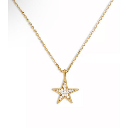 Kate Spade Gold Tone Crystal Star Pendant Necklace CZ Chic Fashion Trendy Style