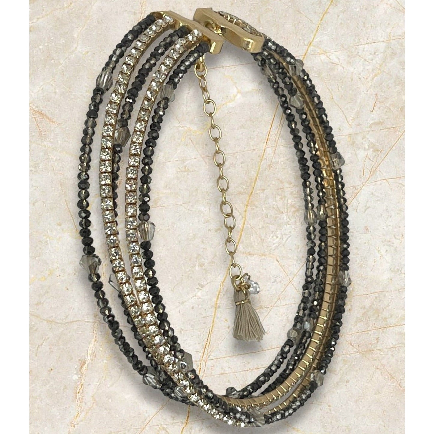 Lonna & Lilly Gold Tone Crystal Tennis Necklace Beaded Layered Chic Trendy Style