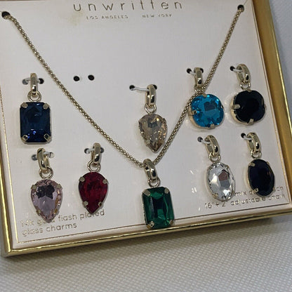 Unwritten Gold Plate Crystal Pendant Necklace (9pc Set) Chic Fashion Trendy Vday